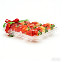 Boîte d'emballage en plastique transparente pour fraises, 9, 11, 15, 20, 24, 28 cellules, en PET recyclé, avec étiquette et doublure en mousse