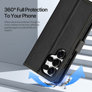 เคสโทรศัพท์หนังสำหรับใส่บัตร S25 Ultra พร้อมกระเป๋าแม่เหล็กแบบถอดได้ 2-in-1 และเคสโทรศัพท์แบบมีสายคล้องคอ S25 - Product Image 6