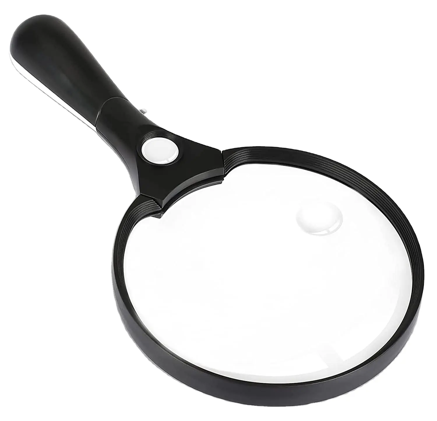 2X 4X 25X Zoom Magnifying Glass Lens 5.5 Inch Large Magnifier with 3 Bright LED Illuminated Lighted Handheld Magnifier
