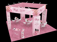 Stand d'exposition portable en aluminium 20x20 pieds, stand de salon professionnel personnalisé en tissu tendu avec affichage suspendu