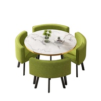 Ensemble de table à manger et de 4 chaises en bois rond carré noir de style moderne de luxe pour salon, prix de gros