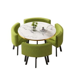 Muebles de sala de estar moderno de lujo precio al por mayor esquina pequeña de madera negro redondo cuadrado comedor mesa de ordenador conjunto 4 sillas - Product Image 6