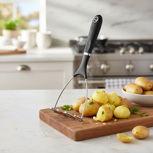 Manuale eco-friendly schiacciapatate in ferro pieghevole strumento con manico in legno PP in plastica per la cucina domestica preparazione vegetale - Product Image 3