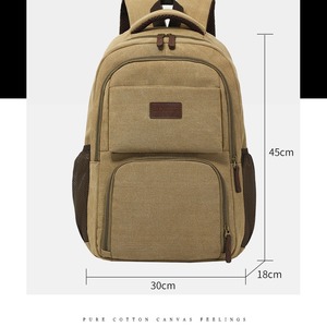Sac à dos en toile Wu, capacité pour ordinateur portable de 15 pouces, imperméable, usage quotidien, sac à dos pour homme - Product Image 2