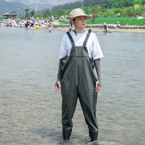 Cuisseaux De Pêche Femme PVC Avec Bottes Intégrées - Imperméable, Poche Extérieure