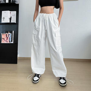 Nuovi arrivi Y2k vestiti Harajuku Hippie coreano moda <span class=keywords><strong>donna</strong></span> pantaloni <span class=keywords><strong>Cargo</strong></span> paracadute grigio coulisse vita Casual Streetwear - Product Image 2