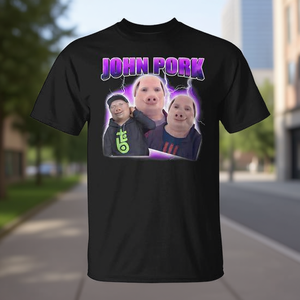 Camiseta John Pork Meme negra unisex para adultos talla grande - Product Image 3