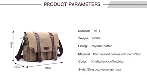 Bolso de cuero de lona con diseño personalizado para hombre, bandolera de hombro, informal, grande - Product Image 3