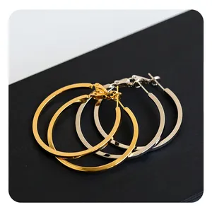 SSeeSY Joyas Copper Circle Simple Large Exaggerated 18k Gold Plated Korean Geometric Big Hoop Earrings Women Fashion Jewelry