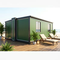 Petite maison préfabriquée en conteneur, 1 chambre, salle de bain, cuisine, design moderne avec roues pour utilisation hôtelière