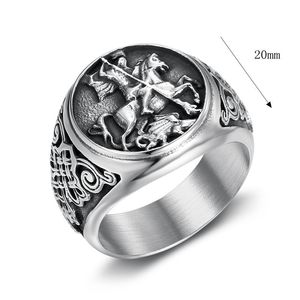 Anillo de acero inoxidable para hombre con diseño de caballo y caballero, joyería retro de moda, regalo para él - Product Image 5