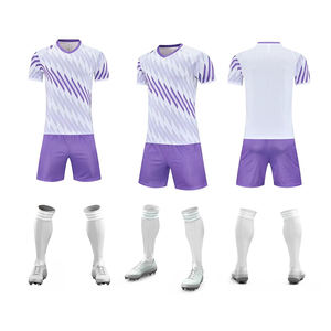 Ensemble de maillots de football unisexe pour l'été, imprimé, col rond, 100% polyester, manches courtes, respirant, séchage rapide, nom d'équipe personnalisé - Product Image 1