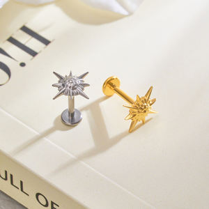 G23 टाइटेनियम 16g पीरलिंग पुरुषों के लिए स्टार लाइट स्टाइल स्क्रूबैक कान स्टड ट्रेगस उपास्थि हेलिक्स शंकु - Product Image 6