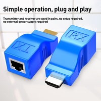 ZOERAX HW-YD30-BL 4K 30Hz, Adaptador Extensor con Soporte Ethernet RJ45, Video y Audio de 1080p hasta 30m/98ft para HDTV, PS4, STB