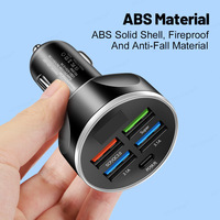Adaptateur de chargeur de voiture USB C super rapide 5 ports 4 USB PD3.0 QC3.0 Type C, alimentation USB pour allume-cigare