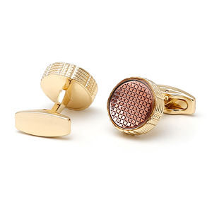 Mancuernillas Francesas Redondas Rosadas en Oro, Mancuernillas de Aleación de Metal en Blanco para Camisa, Mancuernillas de Lujo para Hombre, Gran Venta en Europa - Product Image 5