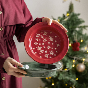 Modern Christmas Tableware <b>Set</b> Embossed Snowflake Western Dinner Plate Creative Simple Ceramic Dessert Bowl Mug for Presentation - Product Image 4