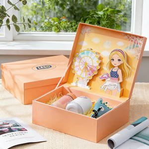 Set de Regalo Navideño 2026, Caja de Regalo <span class=keywords><strong>3D</strong></span> con Tapa Abatible y Estampado en Relieve, Logotipo Personalizado, Ecológica y Reciclable, para Diseño de Muñecas - Product Image 5