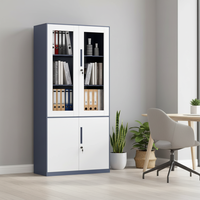 Armoire de classement et de rangement moderne en acier verrouillable avec portes en verre - Utilisation au bureau et à l'école