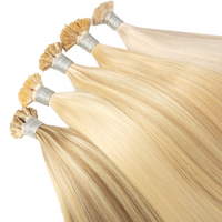 Nouvelles extensions de cheveux pré-collées 100% cheveux chinois bruts doublement étirés, pointes en K, couleur 27 613, extensions de cheveux à pointes plates en kératine