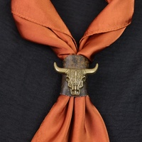 Boucle de Foulard Créative Tête de Taurin Crâne, Pince à Foulard Punk en Alliage Métallique pour Cravate et Châle, Cadeau Unique pour Lui