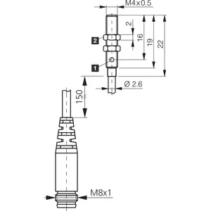 Sensor de proximidad inductivo DCC04M0.6POK-K-TSL con protección IP 67, sensor de acero inoxidable - Product Image 2