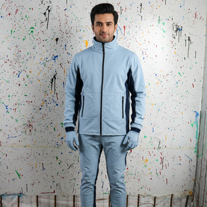 Soft Shell Hooded Acid Wash Tracksuit for Men with Side Pockets and Zipper <b>Fly</b> URBAN PRODUCTIONS - Product Image 1