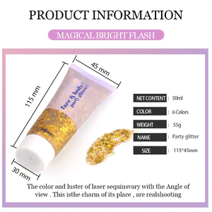 Glitter Corporal de Bajo Precio en 6 Colores, Glitter Holográfico Grueso con Gel Fijador de Larga Duración para Rostro, Cuerpo, Cabello y Uñas - Product Image 3