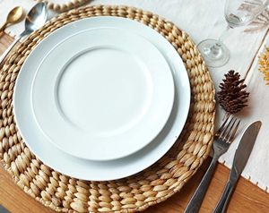 Ensemble de sets de table ronds en jacinthe d'eau, faits à la main, tissés, résistants à la chaleur, sets de table décoratifs naturels pour salle à manger - Product Image 1