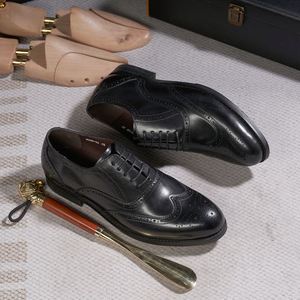 Zapatos Formales de Vestir para Hombre, de Cuero Genuino Hecho a Mano, con Punta Redonda, Estilo Gentleman, para Otoño y Bodas - Product Image 4