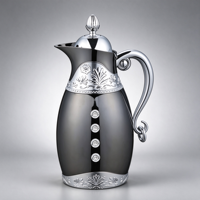 Carafe à café arabe Dallah en acier inoxydable doré et argenté avec isolation de 12 à 24 heures et intérieur en verre rose pour les fêtes