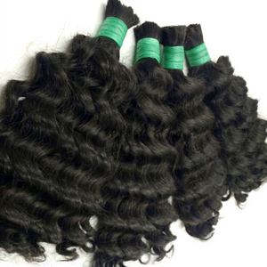100% Human Hair Virgin Remy Natural Color Deep Curly Bulk Soft Shiny Shedding Resistant Indonesian Hair <b>Extensions</b> 8"-32" Length - Product Image 1