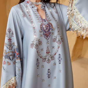 Robe Abaya Vintage de Luxe Personnalisée pour Femmes Musulmanes, en Polyester de Haute Qualité, Élégante et Stylée, Col Cœur, Imprimée, à Pompons, Longueur Cheville - Product Image 6