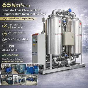 Sécheur d'air régénératif chauffé à économie d'énergie HIROSS en acier inoxydable pour purge industrielle par soufflerie et séchage par déshydratant - Product Image 1