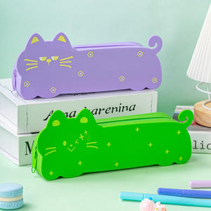 กล่องดินสอซิลิโคนขนาดใหญ่ ลายการ์ตูนแมว พกพาสะดวก สำหรับนักเรียน จัดเก็บเครื่องเขียน อุปกรณ์การเรียน - Product Image 1