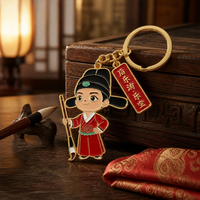 Porte-clés personnalisé en alliage émaillé avec figurine de dessin animé, plaqué or, souvenir culturel, marque OEM SHIBO, sérigraphié