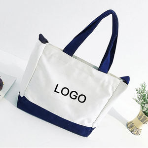 Customized Zipper Canvas Handbag for Women Canvas Shopping <b>Bag</b> with Customizable Logo - Product Image 1