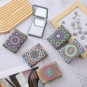 Modern Style Folding Eco-friendly Portable Thick Double-Sided PU Pocket Rectangular Bread Mirror