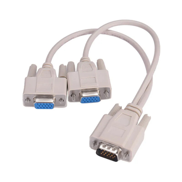 Factory Wholesale Price VGA 1 Male to 2 Female Extension Cable 2 in 1 VGA to Vga Cable for Projector HDTV Screen Duplication