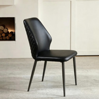 Chaise de salle à manger moderne en cuir matelassé motif griffe de chat, chaise d'appoint rembourrée, chaise à dossier haut avec pieds en acier carbone pour salle à manger, cuisine, hôtel