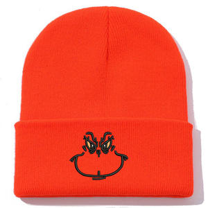 Dessin animé monstre <span class=keywords><strong>Grinch</strong></span> brodé chapeau tricoté cheveux verts automne hiver chapeau chaud - Product Image 4