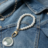 Porte-clés photo vierge en acrylique avec bracelet imitation perle, mini cadre photo rond transparent à insérer, cadeau personnalisé DIY, cadeau pour photomaton