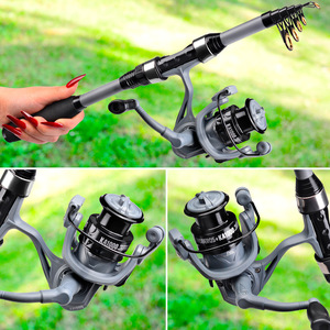 Ensemble canne à pêche télescopique portable mini longue portée pour gaucher avec moulinet spinning et accessoires pour la pêche en mer - Product Image 5