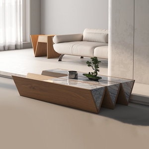 Mesa de <span class=keywords><strong>centro</strong></span> rectangular moderna para sala de estar, mueble de <span class=keywords><strong>centro</strong></span> con diseño de Ángel de madera y mármol - Product Image 3