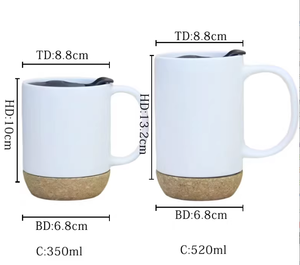 Tasses à café 11OZ 15OZ avec fond <span class=keywords><strong>en</strong></span> liège et couvercle anti-éclaboussures, tasse <span class=keywords><strong>en</strong></span> céramique avec grande poignée pour hommes, femmes, amateurs de café, meilleur cadeau - Product Image 3