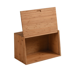 Caja de Pan de Bambú con Tapa Abatible, Color Natural, 23.5x38x19.5 cm, Apilable, Diseño Moderno, Almacenamiento de Pan - Product Image 3
