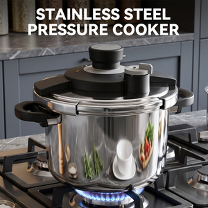 Casserole à pression à ouverture facile à une main, compatible induction, en acier inoxydable 304 - Product Image 1