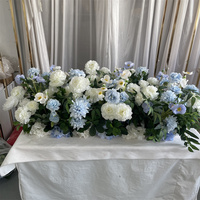 IFG 4ft Longueur Allée Chaise Fleurs Artificielles Hortensia Bleu Clair Chemin de Table pour Mariage