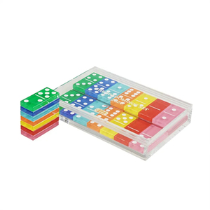 Juego de juguete de dominó de una sola cubierta de color fluorescente, dominó de 28 piezas personalizado de fábrica doble seis para juego de estrategia clásico moderno - Product Image 4