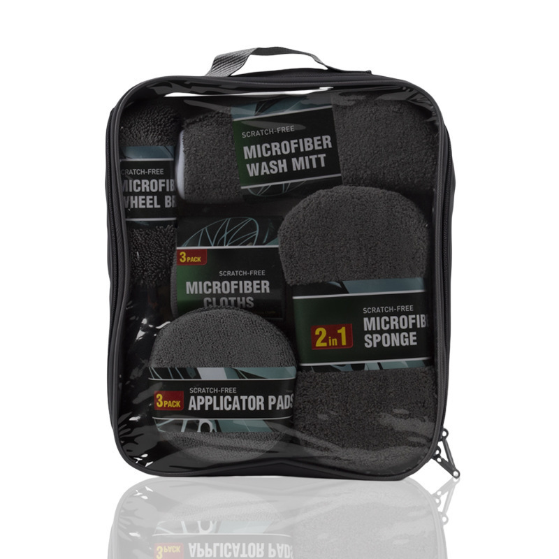 Grey Car Wash & Cleaning 9-Piece Set [Oxford Cloth Bag]